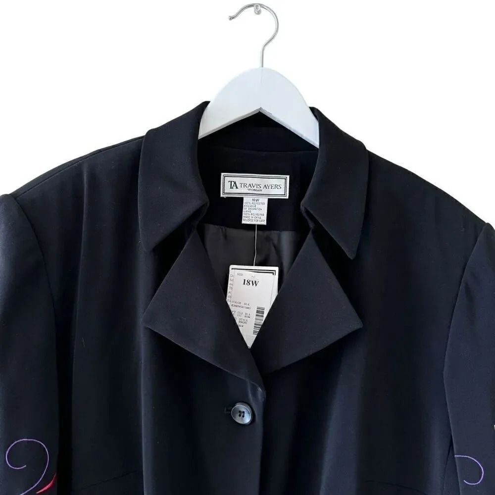 Travis Ayers 2 Piece Black Embroidered Tailored Jacket Skirt Suit Plus SZ 18W - Picture 2 of 16